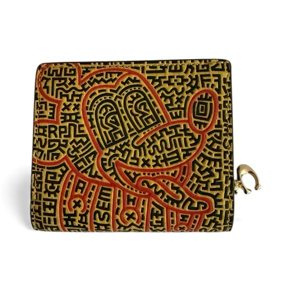 COACH Disney Keith Haring Mickey Mouse Bi fold Wallet Leather C7446 Yellow Us - Picture 2 of 4
